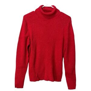 Vintage Worthington XLarge Red Metallic Turtleneck‎ Sweater Party Event Office
